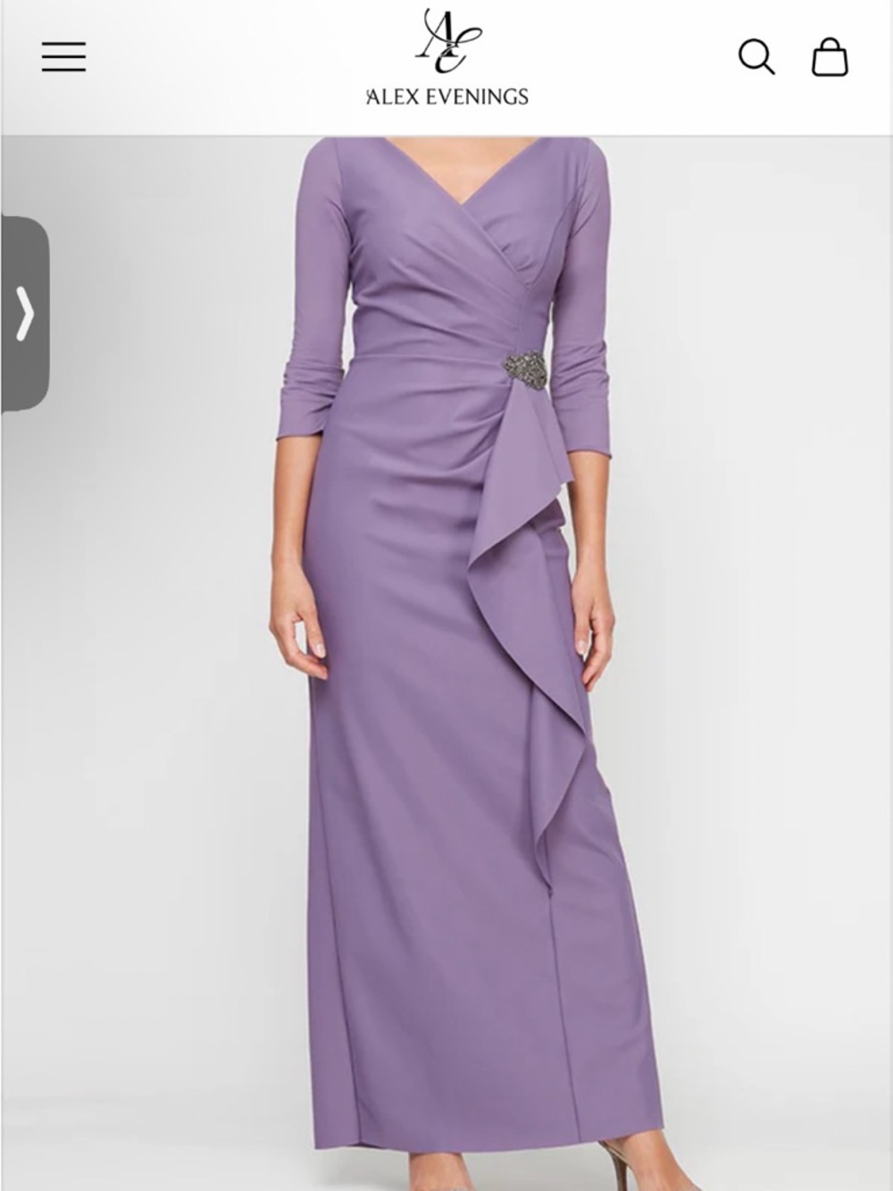 Alex evenings New with tag Chloe contour Cascade Ruffle Dress